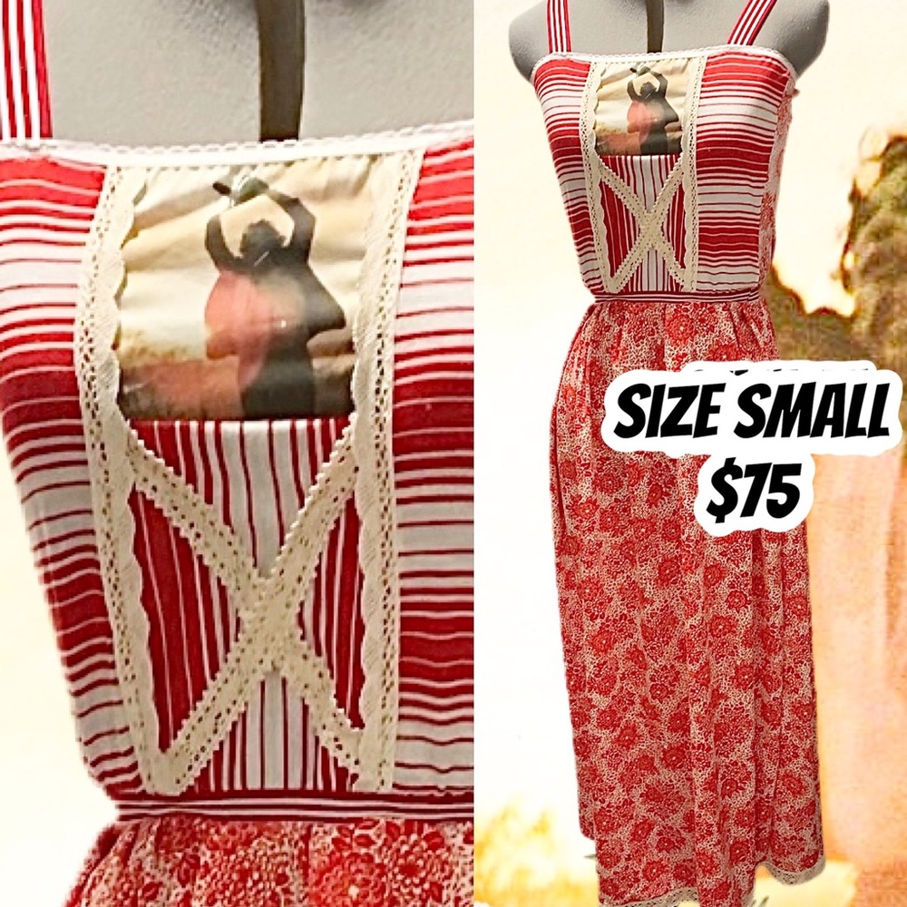 HANDMADE•Med•LEATHERFACE•Vintage Fabric•SUNDRESS